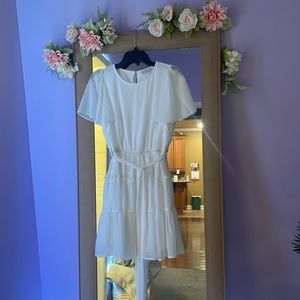 White flowy dress with ruffles